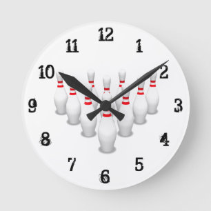 Bowling Buttone: Wall-Uhr Runde Wanduhr
