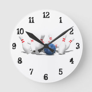 Bowling Buttone: Wall-Uhr Runde Wanduhr