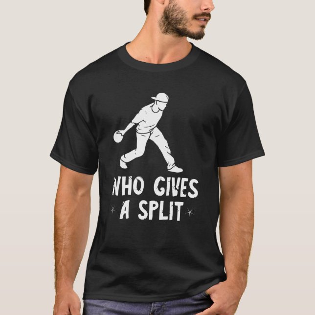 Bowling Buttons Bowler Strike, der ein gespaltenes T-Shirt (Vorderseite)