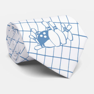 Bowling Buttons Bowling Ball Blue Karo Necktie Krawatte