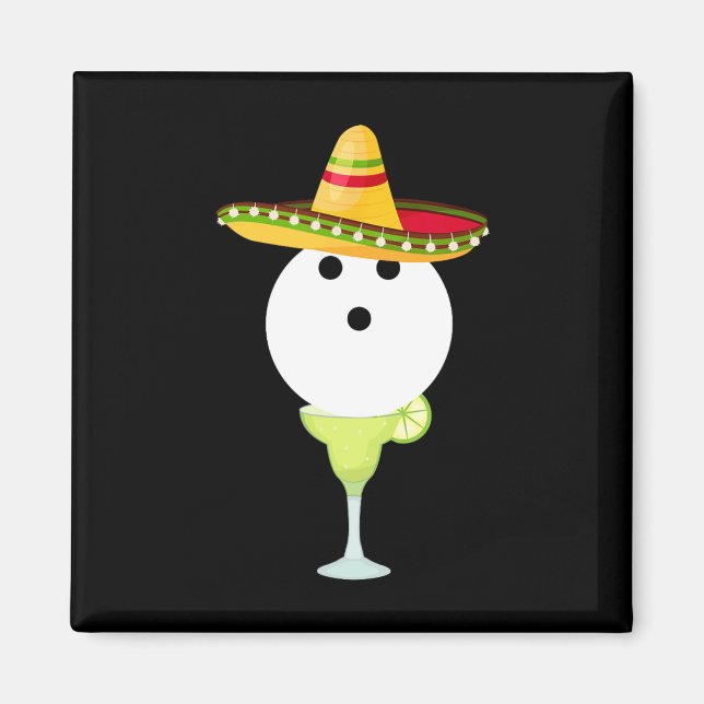 Bowling Byll mit Sombrero und Margarita Sport Chat Magnet (Vorne)