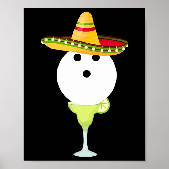 Bowling Byll mit Sombrero und Margarita Sport Chat Poster (Vorne)