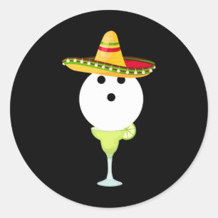Bowling Byll mit Sombrero und Margarita Sport Chat Runder Aufkleber