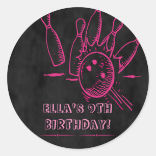 Bowling Chalkboard Geburtstagsparty Stickers
