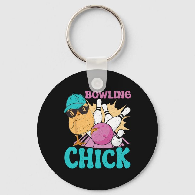 Bowling Chick 1 Schlüsselanhänger (Vorderseite)