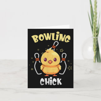Bowling Chick Funny Chicken Athlete Bowler Men Wom Karte