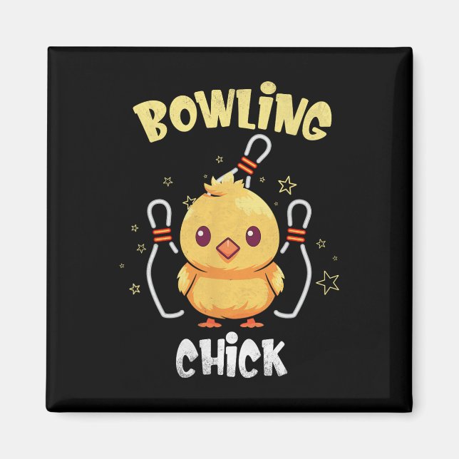 Bowling Chick Funny Chicken Athlete Bowler Men Wom Magnet (Vorne)