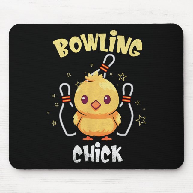 Bowling Chick Funny Chicken Athlete Bowler Men Wom Mousepad (Vorne)