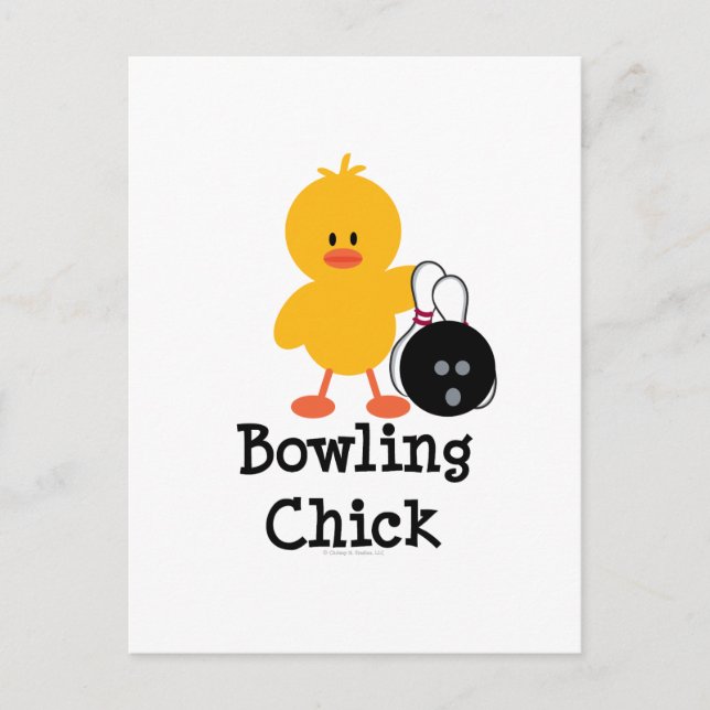 Bowling Chick Postcard Postkarte (Vorderseite)