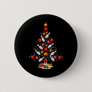 Bowling Christmas Tree Funny Bowling Lovers Novelt Button