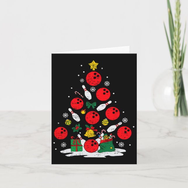 Bowling Christmas Tree Lights Xmas Bowler Sport Me Karte (Vorderseite)