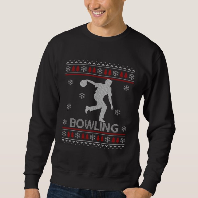 Bowling Christmas Ugly Sweater Xmas  For Men Boys Sweatshirt (Vorderseite)