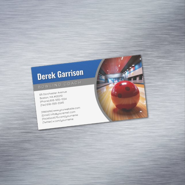 Bowling Coach | Perfektes Sportangebot Magnetische Visitenkarte (Beispiel)