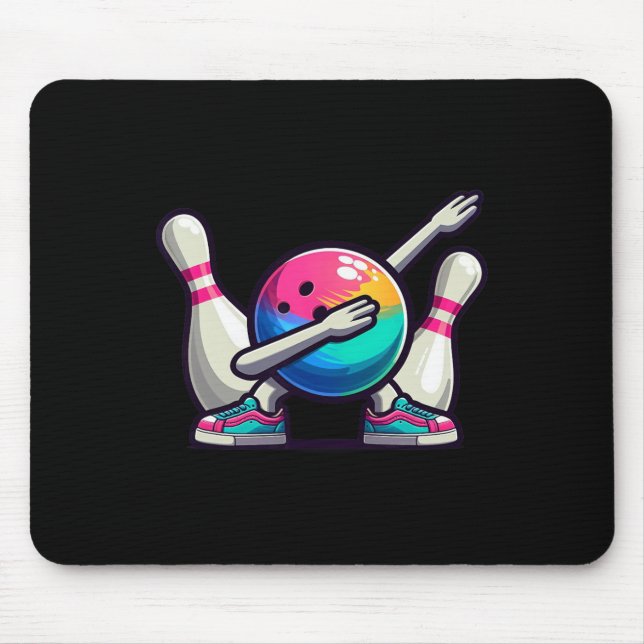 Bowling Dab Bowler Bowling Ll Player Button Kinder Mousepad (Vorne)