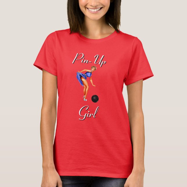Bowling Damen Sportswear Button-Up Girl Custom T-Shirt (Vorderseite)