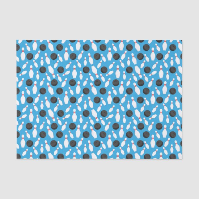 Bowling Decoupage Birthday Party Blue Seidenpapier (Vorderseite)