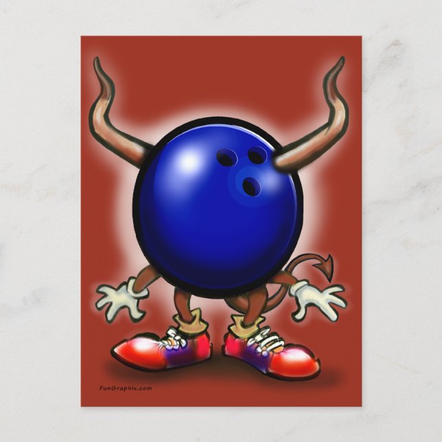 Bowling Demon Postkarte (Vorderseite)