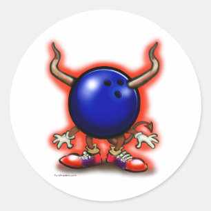 Bowling Demon Runder Aufkleber