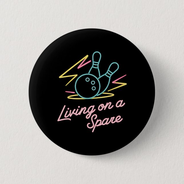Bowling, der auf einem lustigen Geschenkdesign leb Button (Vorderseite)