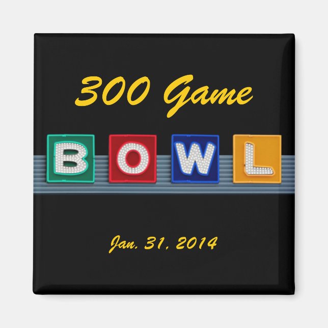 Bowling des 300 Perfect Game, Retro Design, Magnet (Vorne)