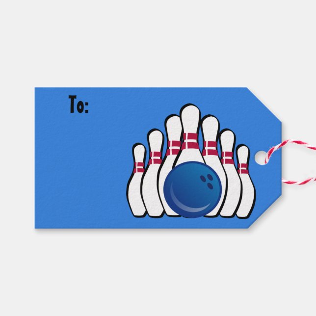 Bowling Design Geschenktasten Geschenkanhänger (Vorderseite (Horizontal))