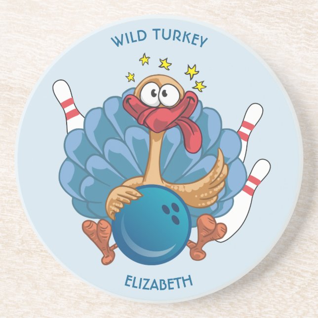 Bowling die wilde Türkei mit Ball und Buttonen Untersetzer (Vorne)