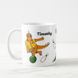 Bowling Dinosaurier Cartoon Personalisiert Bowlers Kaffeetasse
