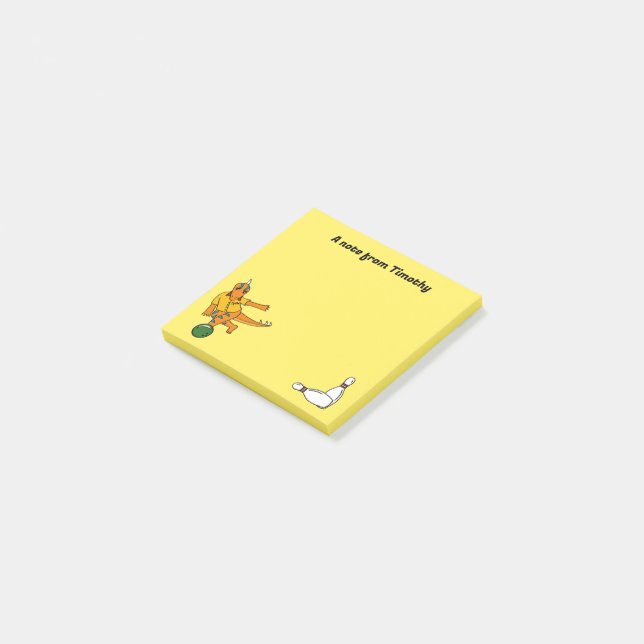 Bowling Dinosaurier Cartoon Personalisiert Bowlers Post-it Klebezettel (angewinkelt)