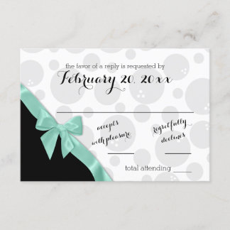 Bowling Dots und Minze Green Bow Response Card RSVP Karte