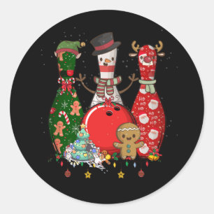 Bowling drei Buttone frohe Weihnachten für Bowler  Runder Aufkleber