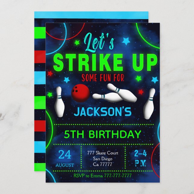 Bowling Einladung (Vorne/Hinten)