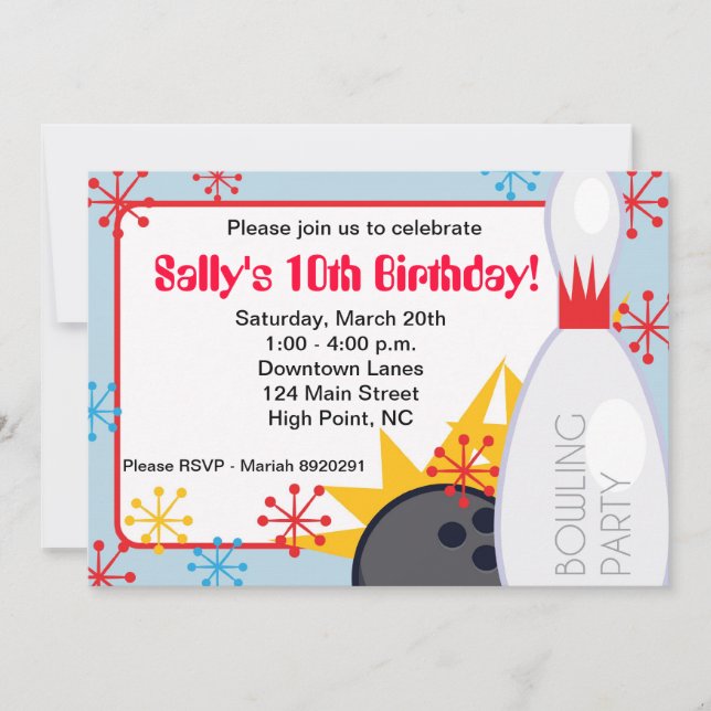 Bowling - Einladung zum Geburtstag (Vorderseite)