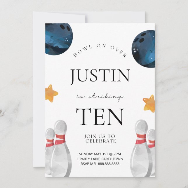 Bowling Einladung zum Geburtstag von Kindern (Vorderseite)