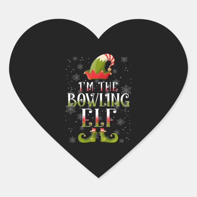 Bowling Elf Christmas Herz-Aufkleber (Vorderseite)