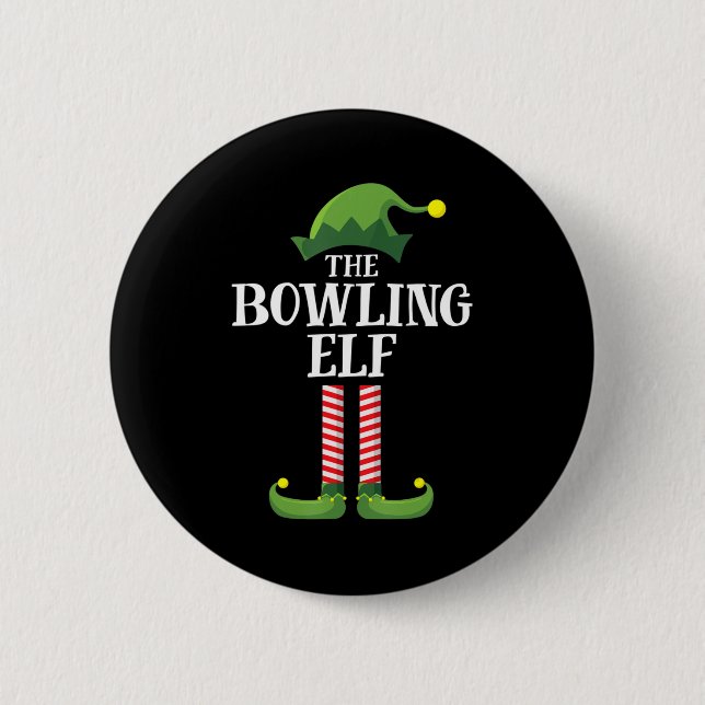Bowling Elf Matching Family Group Weihnachts-Party Button (Vorderseite)