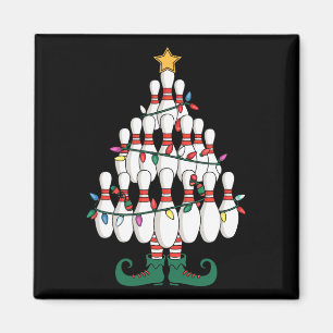 Bowling Elves Button Strike Christmas Tree Lights Magnet