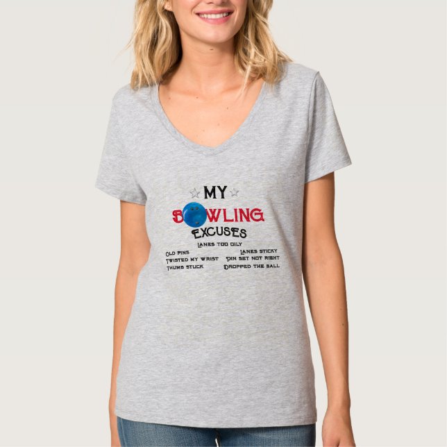 Bowling entschuldigt FrauenJersey V-Neck-T - Shirt (Vorderseite)