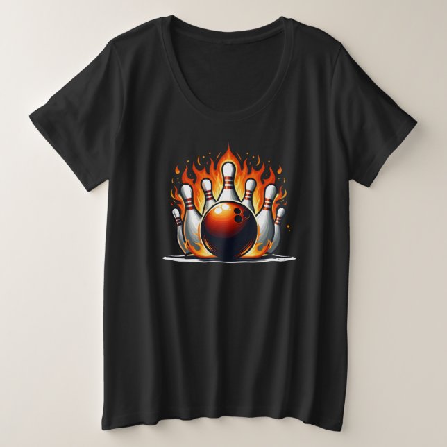 Bowling Fire Große Größe T-Shirt (Design vorne)