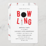 Bowling Fun Kids Geburtstagsparty Invitation_weiß Einladung<br><div class="desc">Eine Geburtstagsfeier für Bowling.</div>