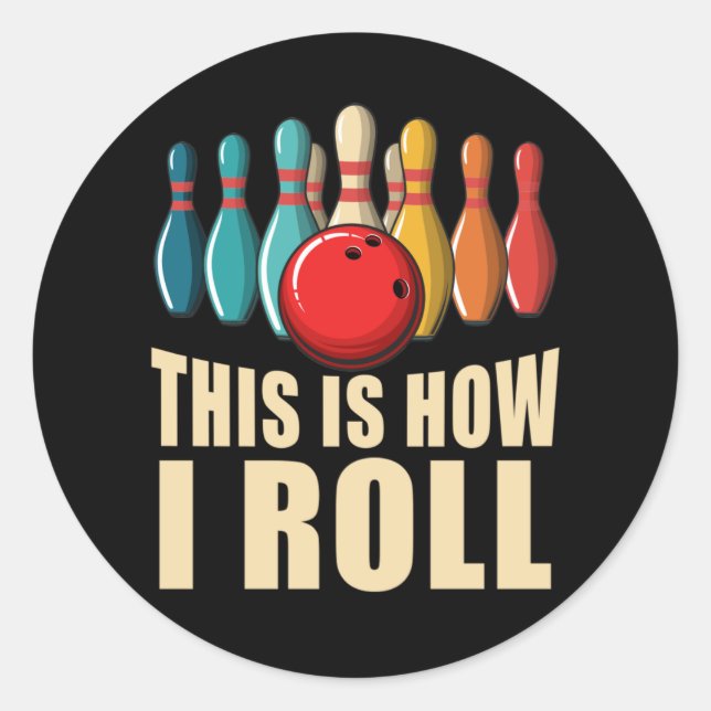 Bowling Fun Strike Lover Retro Runder Aufkleber (Vorderseite)