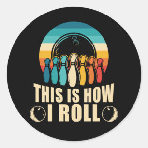 Bowling Fun Strike Lover Retro Runder Aufkleber