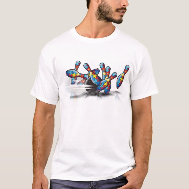 Bowling für Autismus T-Shirt (Vorderseite)