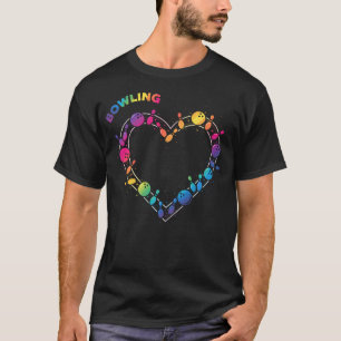 Bowling für Frauen Retro Bowling Liebe Regenbogen T-Shirt