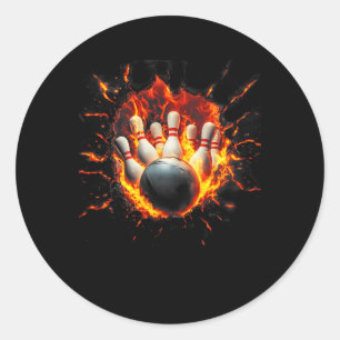 Bowling Game Day Bowling Flames Ll Runder Aufkleber