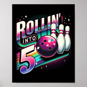 Bowling Geburtstag Rollin Into 5 Party 5. Geburtst Poster