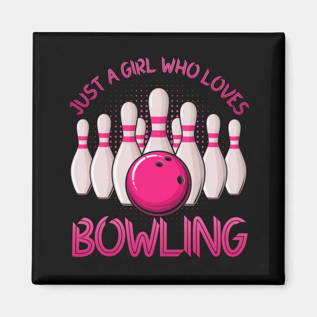Bowling Geschenk für Mädchen Frauen Bowling Bowler Magnet (Vorne)
