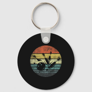 Bowling-Geschenke Retro-Sonnenuntergang Bowling By Schlüsselanhänger