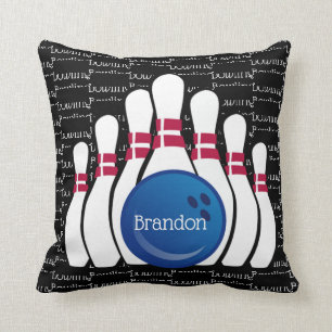 Bowling gezogener Text-Design-Theme-Kopfkissen Kissen