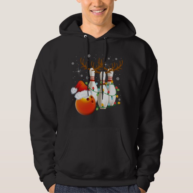Bowling Gifts Christmas Bowling Weihnachtsmannmütz Hoodie (Vorderseite)