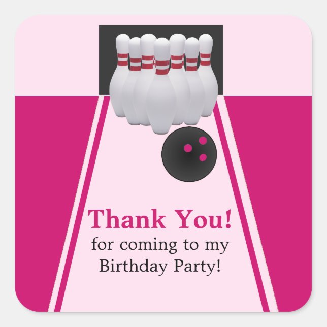 Bowling Girl Birthday Party Sticker (Vorderseite)